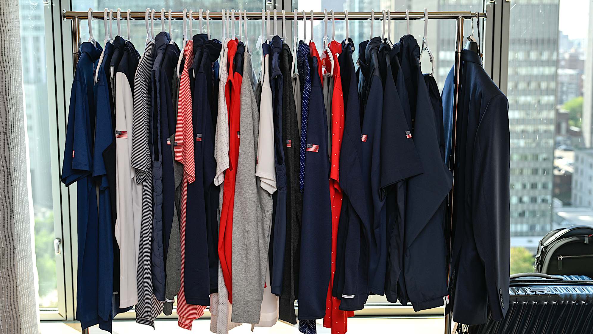 U.S. Team uniforms displayed prior to Presidents Cup at The Royal Montreal Golf Club on September 20, 2024, in Montreal, Quebec, Canada. (Ben Jared/PGA TOUR)