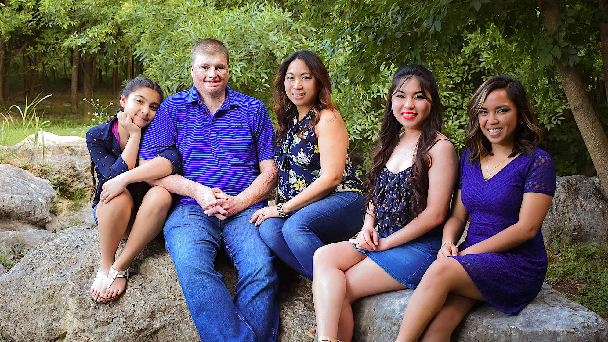 Michael Lammey (second from left) poses with daughter Mackenzie (far left), wife Rose (middle), and daughters Alexis and Francine. (Courtesy Folds of Honor)