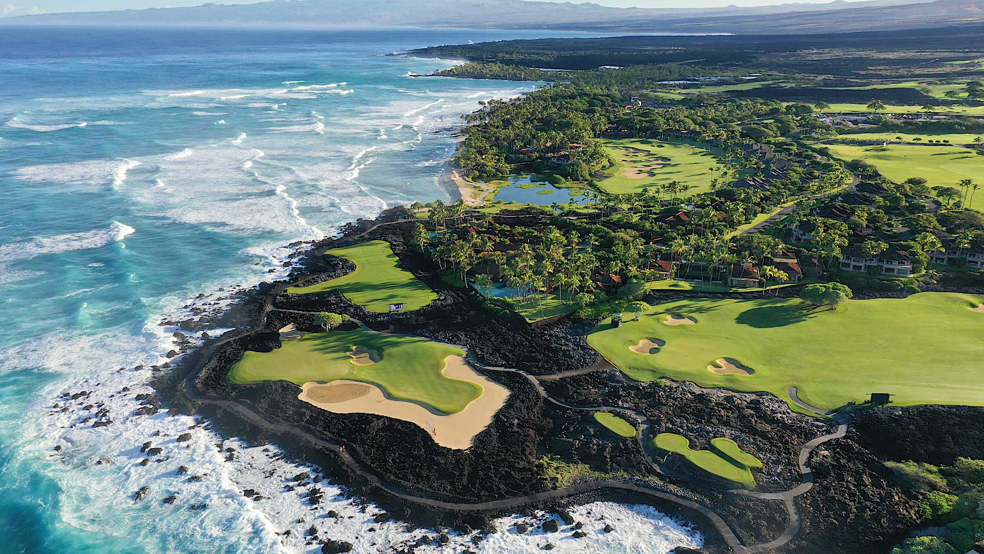 Paradise from above. We start our PGA TOUR Champions season in Hawaii, and there is no shortage of beautiful scenery. The Mitsubishi Electric Championship at Hualalai is such a beautiful property, and capturing drone images of the course is a favorite way to kick off the year. Hoping for some whales to swim through one of these years!