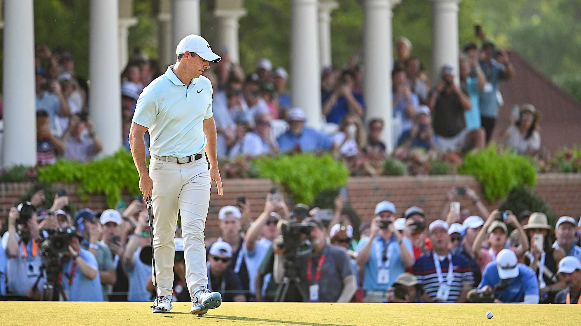 I had to cheat here to show the difference between having the hot hand in May and losing steam in June. At Quail Hollow: Non-zoom lens? Check. Out of position? Check. I did not envision Rory McIlroy going full sprint after winning and I’m glad I was able to get one picture as he zoomed by. He had plenty of momentum going into the U.S. Open and while the week started off with a bang, it unfortunately ended on a muted note here on the 72nd hole. I’ve been there for many of McIlroy’s TOUR wins, but I’ve never photographed him hoisting a major trophy, and here’s hoping he finds one in his hands again soon. This missed putt has haunted me as well. Rors, onward.