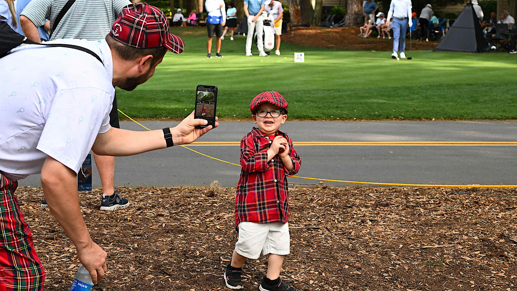 Fun to catch moments happening around the golfers during the tournament. This little one, dressed with the tartan theme, gets excited while watching the action at RBC Heritage.