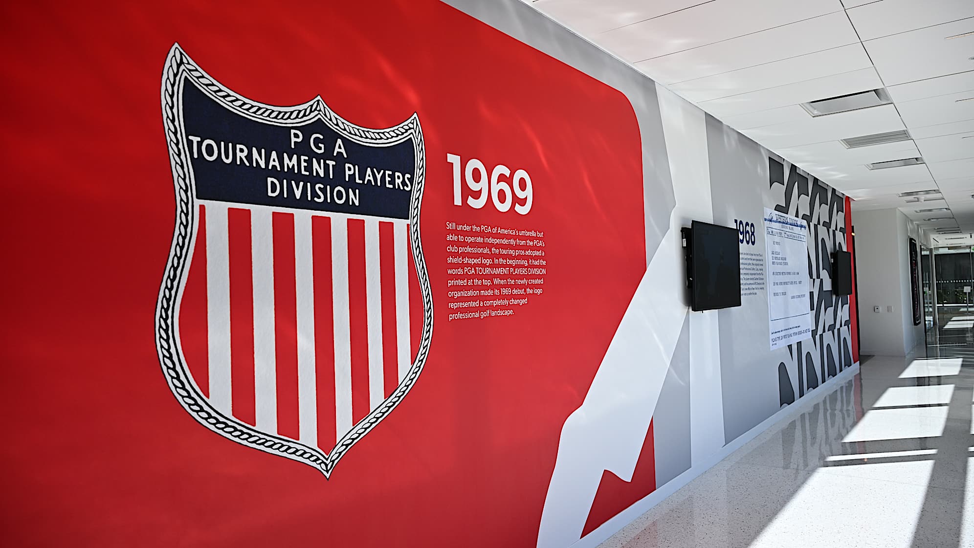 The PGA TOUR Studios building, located at the PGA TOUR Global Home campus in Ponte Vedra Beach, Florida, showcases notable moments in TOUR history. (Chris Condon/PGA TOUR)