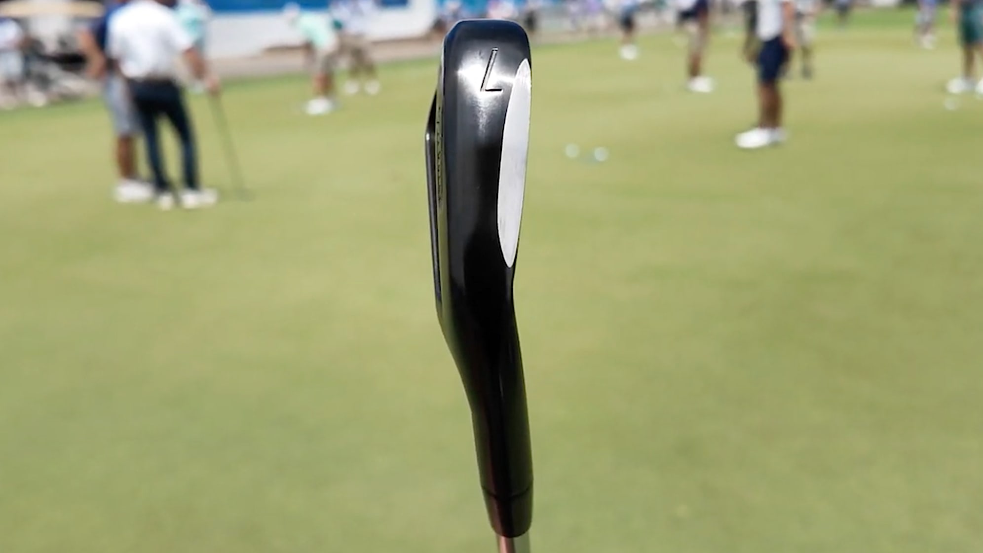 A look at the grind on Lanto Griffin's 2025 black Titleist T100 iron. (GolfWRX)