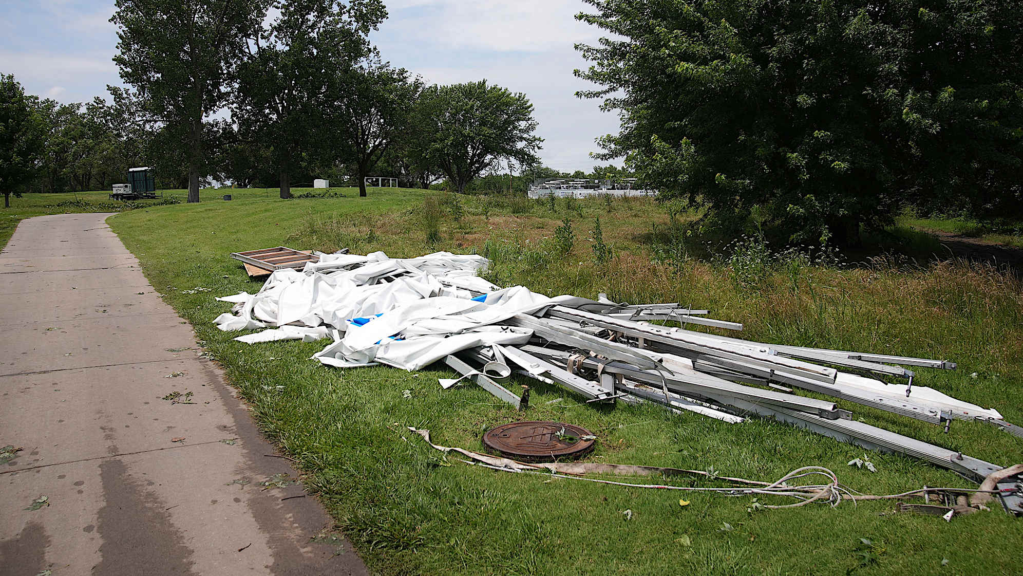 A view of the storm damage at Crestview Country Club, host of the Korn Ferry Tour’s Blue Cross and Blue Shield of Kansas Wichita Open. (Nichole Mell/PGA TOUR)