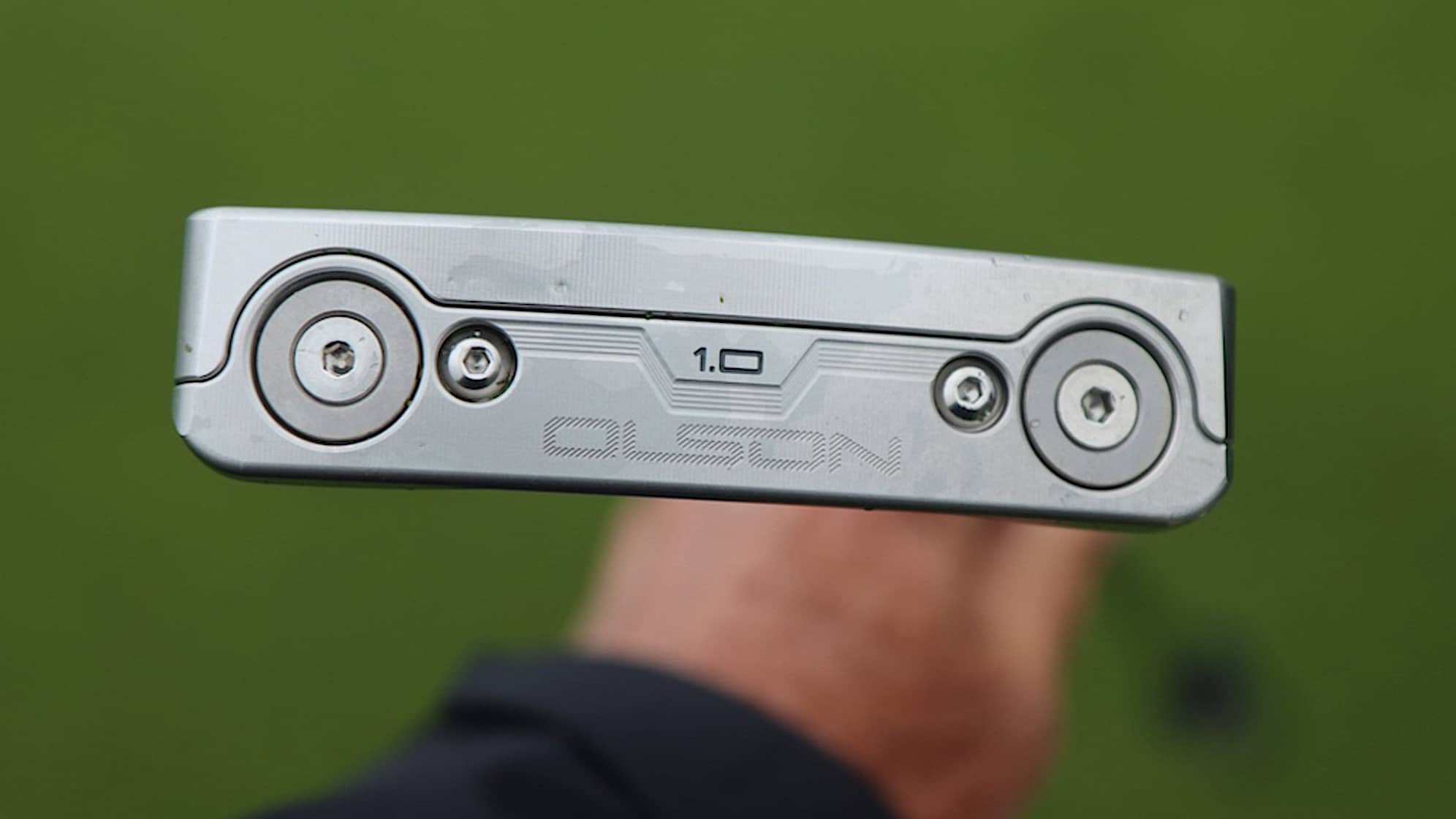 Collin Morikawa's Logan Olson 1.0 Round putter sole. (GolfWRX)
