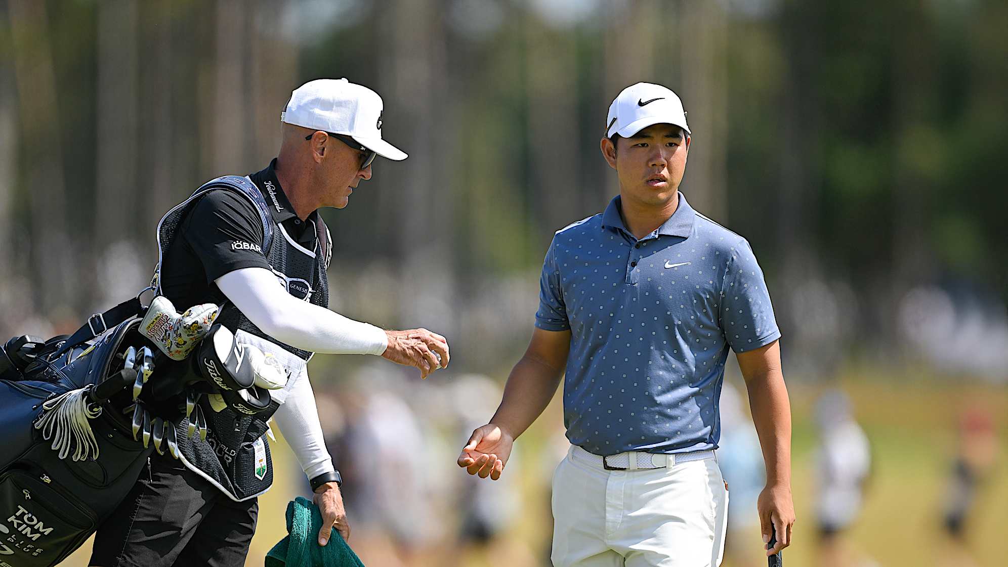 Tom Kim with his new caddie Joel Stock at the 2025 Genesis Scottish Open. (Ben Jared/PGA TOUR)