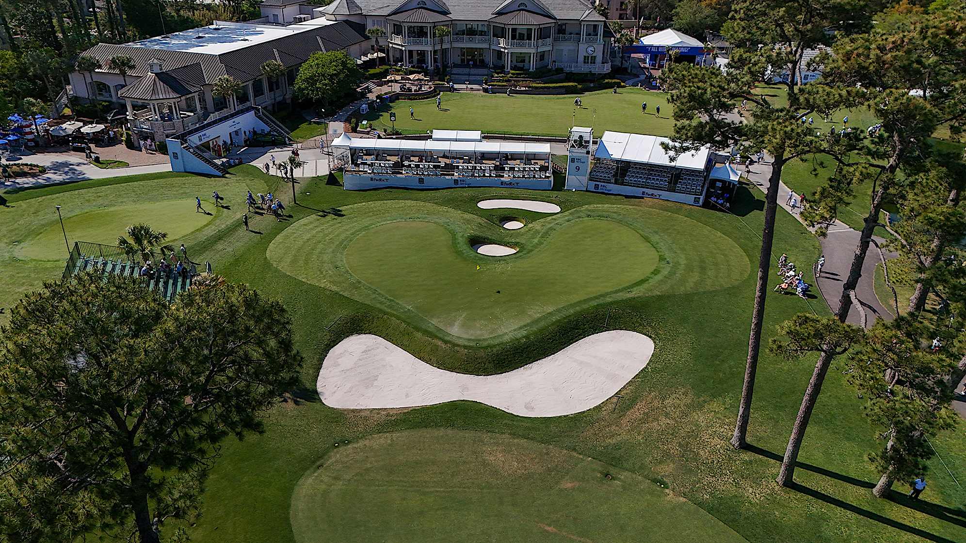 Changes to the 326-yard, par-4 ninth hole include the addition of stacked sod to two bunkers behind the green and raising the entire green complex by 14 inches. (Justin Naro/PGA TOUR)