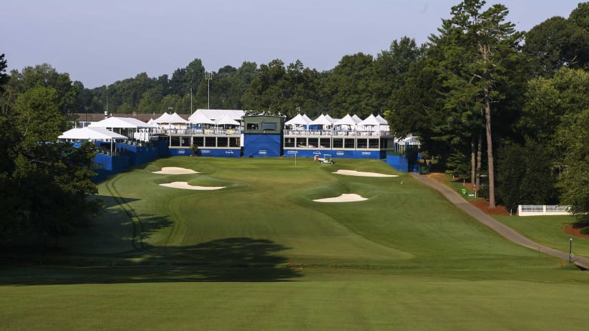 Added length restores this to a solid par 4 hole. The long uphill approach from a downhill lie will require accuracy to avoid the four bunkers protecting the approach and sides of the large green.