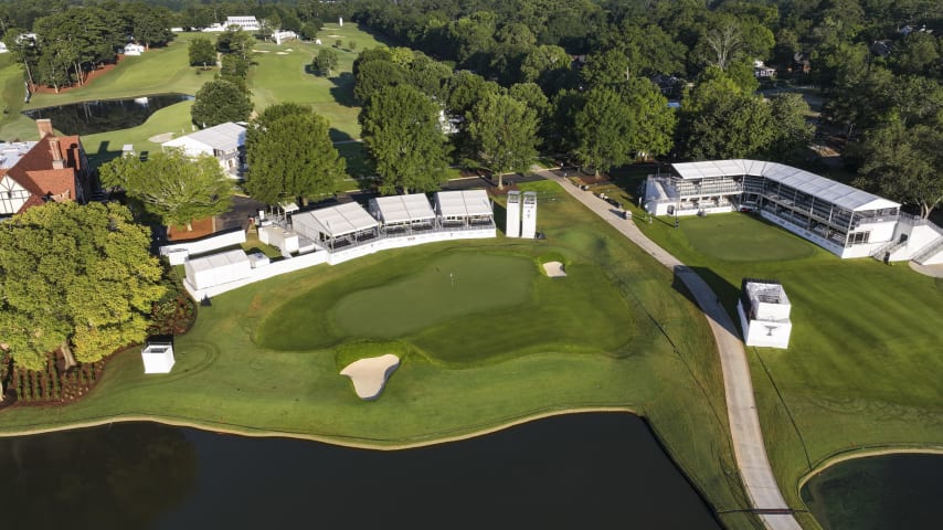 Depending on the wind, players could use anything from a fairway wood to a long iron on this demanding par 3. Deep bunkers left and right of the two-tiered green leave little room for error. Any player leaving the ball above the pin must take extra care, facing one of East Lake's most difficult putts. Sunday afternoon drama awaits.