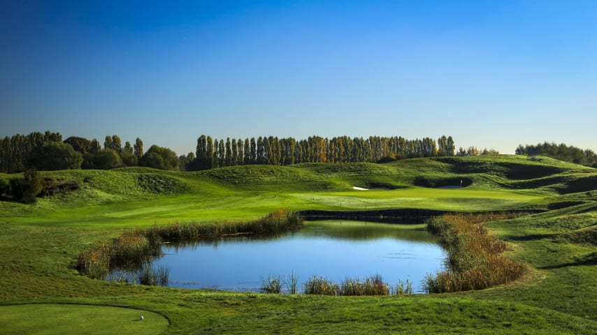 This hole was completely revamped in 2016, with the water hazard extended and the addition of two new bunkers at the back of the green. Depending on the location of the pin on its sloped green, this par 3 offers no guarantee of par. (Source: PGA of America)