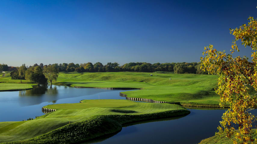 The last four holes are where the real drama gets started. Though its length is modest, this hole remains a dangerous one. Approaching the clubhouse, the water surrounding the green, combined with a tricky pin position, could trip some players up. (Source: PGA of America)