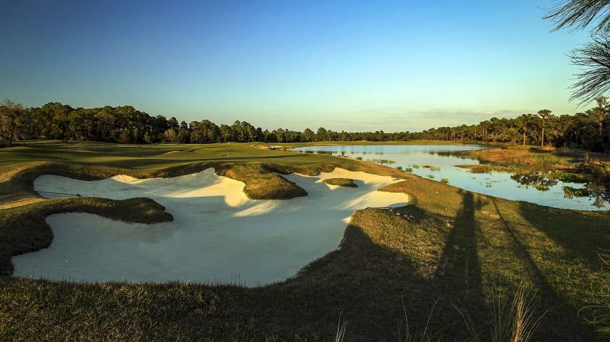 Stay focused on this monster par 5 to finish your round off right. A strong drive down the right center of the fairway means you can try to get home in two. If you lay-up, don’t go too far because the approach angle actually gets tougher the closer you get to the green.