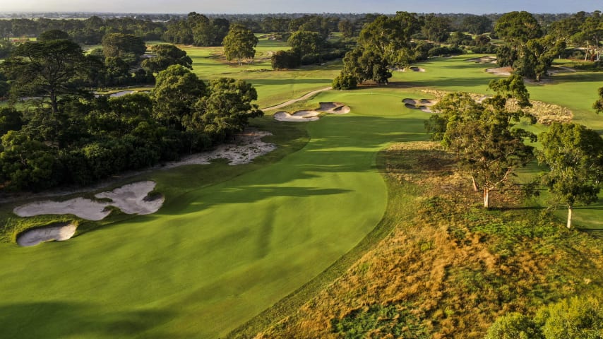 Hole 2: Par 4, 351 meters (2028 Presidents Cup Hole No. 11)  A well placed tee shot will leave only a short, uninterrupted pitch to the green. However, heavy timber on the left could spell trouble for any wayward shots or shortcut attempts. Accuracy, not distance, is the key.