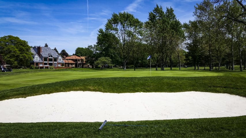 The 11th is the longest par 3 at Detroit Golf Club and features a large tee complex that allows the hole to be played anywhere from 180 to 233 yards long. Players will need to manage a green that looks deceptively simple from the tee, but which has a front bowl as well as several potential challenging hole locations.  