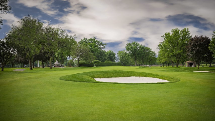Accuracy off the tee is critical on the second hole, with out-of-bounds, bunkers and trees lining the fairway. Players will be left with a mid-to-short iron into the green depending on club selection off the tee, with many players opting to not hit driver.