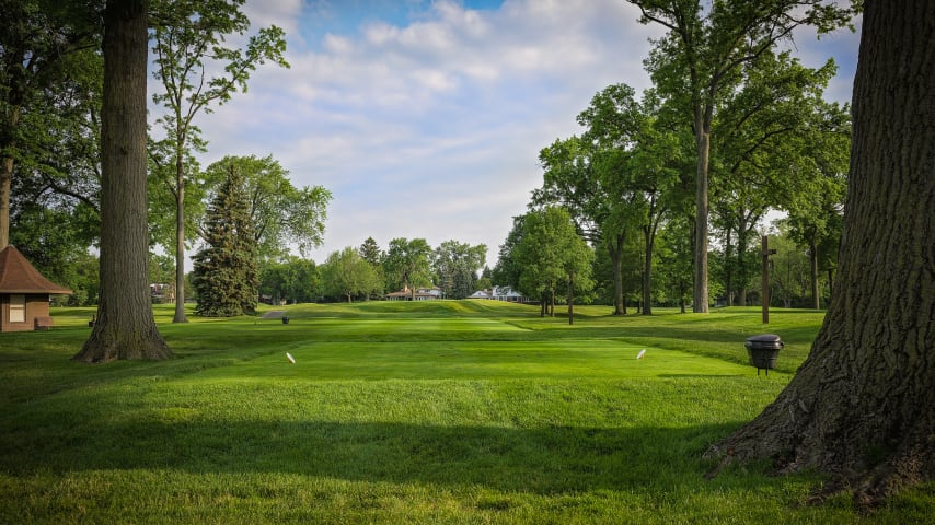 The tee shot on the uphill par 3 fifth plays slightly longer than the yardage to a blind green. Any back pin location has the potential to produce difficult putting conditions with a spine running across the back area of the green.