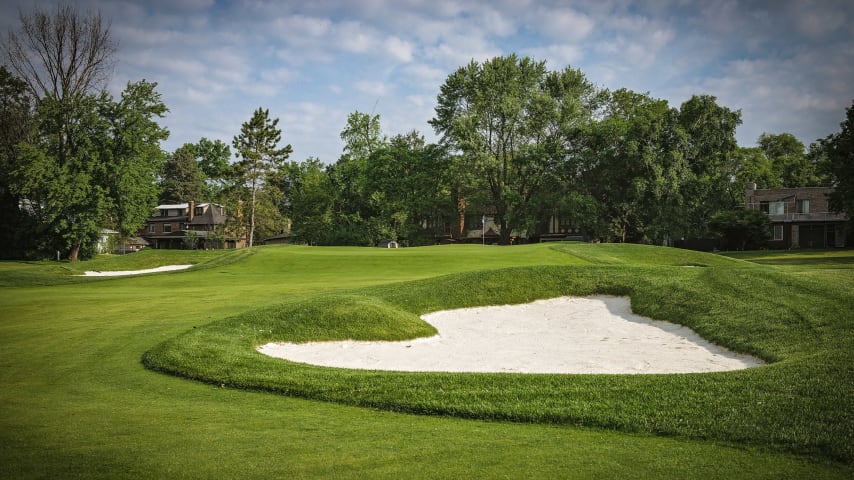 Another tight driving hole. Accuracy off the tee on the seventh is at a premium for players trying to reach this par 5 in two. Players that don’t find the fairway will have to negotiate a challenging layup.