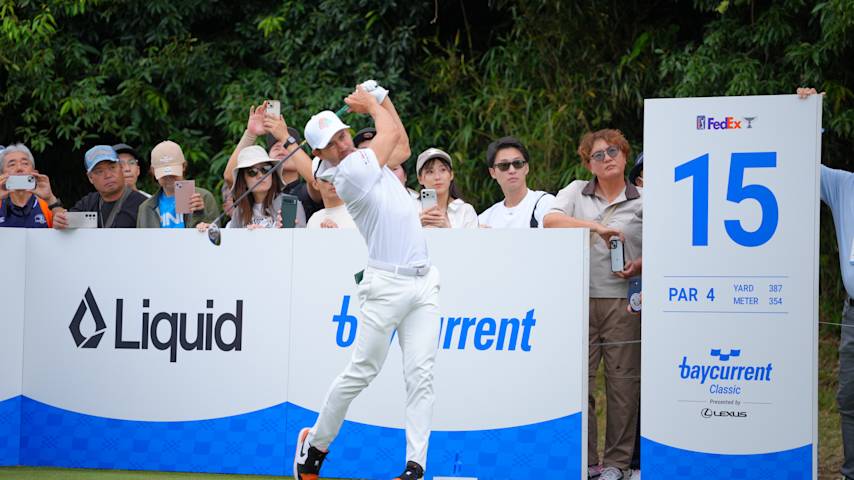 Detailed view of The PGA TOUR flag during the second round of the Korn Ferry Tour Qualifying Tournament at Landings Club-Marshwood Course on November 6, 2022 in Savannah, Georgia. (Andrew Wevers/PGA TOUR)