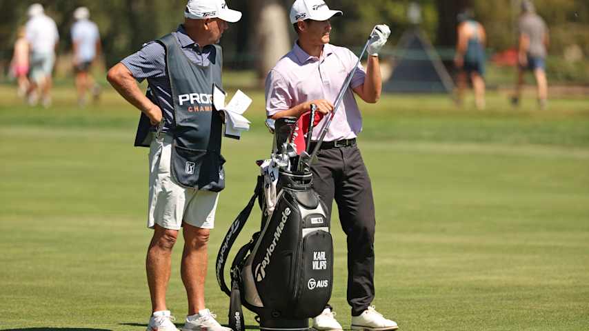 Karl Vilips of Australia prepares to play a shot on the 18th green during the final round of the Procore Championship 2025 at Silverado Resort and Spa on September 14, 2025 in Napa, California. (Mike Mulholland/Getty Images)