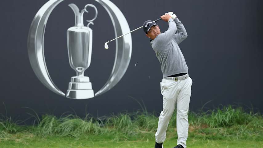 Riki Kawamoto of Japan tees off on the first hole during day two of The 153rd Open Championship at Royal Portrush Golf Club on July 18, 2025 in Portrush, Northern Ireland. (Warren Little/Getty Images)