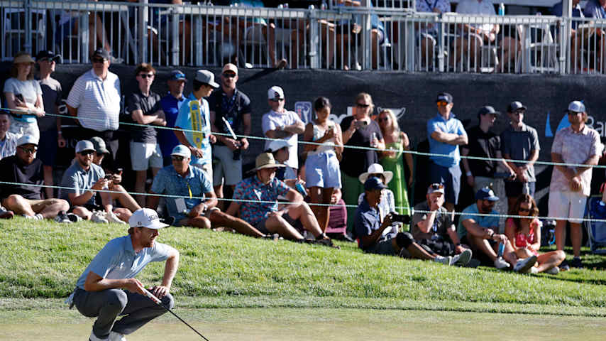 Ryan Gerard of the United States lines up a putt during the final round of the Barracuda Championship 2025 at Tahoe Mountain Club on July 20, 2025 in Truckee, California. (Lachlan Cunningham/Getty Images)