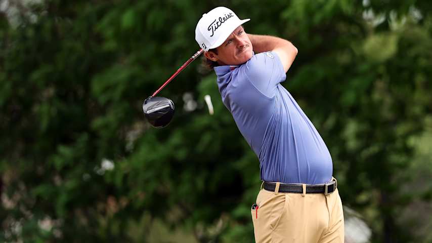 Billy Tom Sargent of the United States plays his shot on the fourth hole during the first round of the AdventHealth Championship 2025 at Blue Hills Country Club on May 15, 2025 in Kansas City, Missouri. (David Berding/Getty Images)