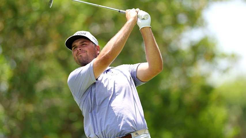 Blaine Hale, Jr. of the United States plays his shot from the second tee during the final round of the 2025 Tulum Championship at PGA Riviera Maya on May 04, 2025 in Tulum, Mexico. (Luke Hales/Getty Images)