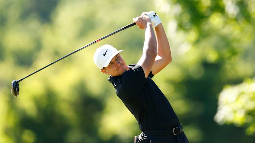Cameron Champ of the United States plays his shot from the second tee during the second round of the Visit Knoxville Open 2025 at Holston Hills Country Club on May 23, 2025 in Knoxville, Tennessee. (Johnnie Izquierdo/Getty Images)