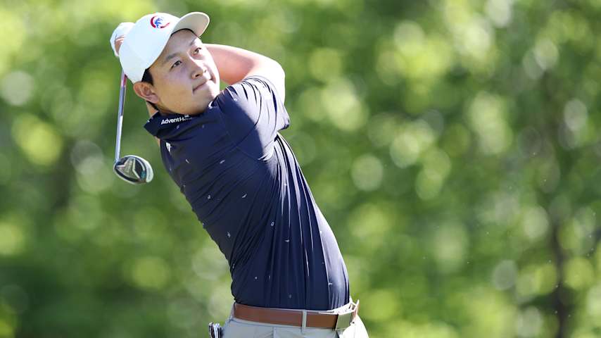 Dylan Wu of the United States plays his shot from the sixth tee during the second round of the Charles Schwab Challenge 2025 at Colonial Country Club on May 23, 2025 in Fort Worth, Texas. (Raj Mehta/Getty Images)