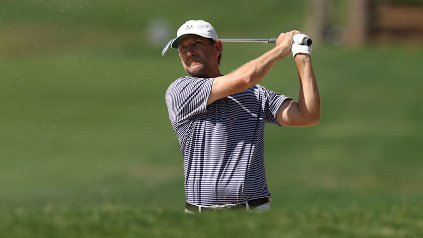 George McNeill of the United States plays his shot on the sixth hole during the second round of the ONEflight Myrtle Beach Classic 2025 at Dunes Golf & Beach Club on May 09, 2025 in Myrtle Beach, South Carolina. (Andy Lyons/Getty Images)