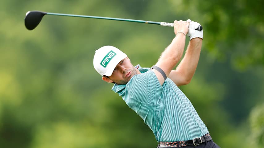 Jonas Baumgartner of Germany plays his shot from the 2nd tee during the first round of the Visit Knoxville Open 2025 at Holston Hills Country Club on May 22, 2025 in Knoxville, Tennessee. (Johnnie Izquierdo/Getty Images)