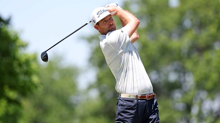 T.J. Vogel of the United States plays his shot on the fourth hole during the second round of the AdventHealth Championship 2025 at Blue Hills Country Club on May 16, 2025 in Kansas City, Missouri. (David Berding/Getty Images)