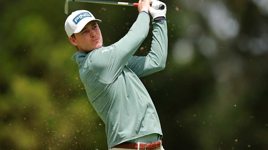 Trevor Werbylo of United States plays his shot from the second tee during the second round of the Astara Golf Championship presented by Mastercard 2025 at Country Club de Bogota on February 07, 2025 in Bogota, Colombia. (Hector Vivas/Getty Images)