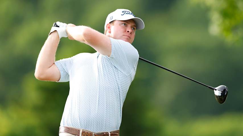 Trey Winstead of the United States plays his shot from the second tee during the first round of the Visit Knoxville Open 2025 at Holston Hills Country Club on May 22, 2025 in Knoxville, Tennessee. (Johnnie Izquierdo/Getty Images)
