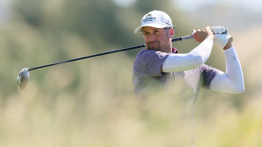 Ben Silverman of the United States plays his shot from the sixth tee during the first round of the World Wide Technology Championship 2025 at El Cardonal at Diamante on November 06, 2025 in Cabo San Lucas, Mexico. (Alex Slitz/Getty Images)
