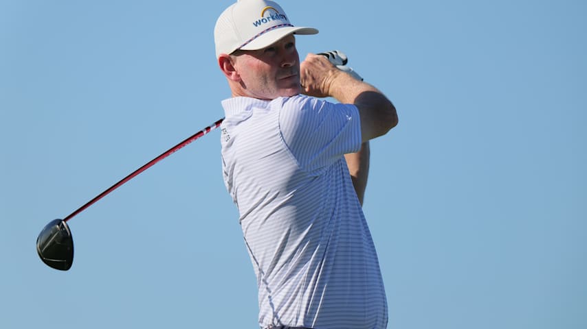 Brandt Snedeker of the United States plays his shot from the 14th tee during the second round of the World Wide Technology Championship 2025 at El Cardonal at Diamante on November 07, 2025 in Cabo San Lucas, Mexico. (Alex Slitz/Getty Images)