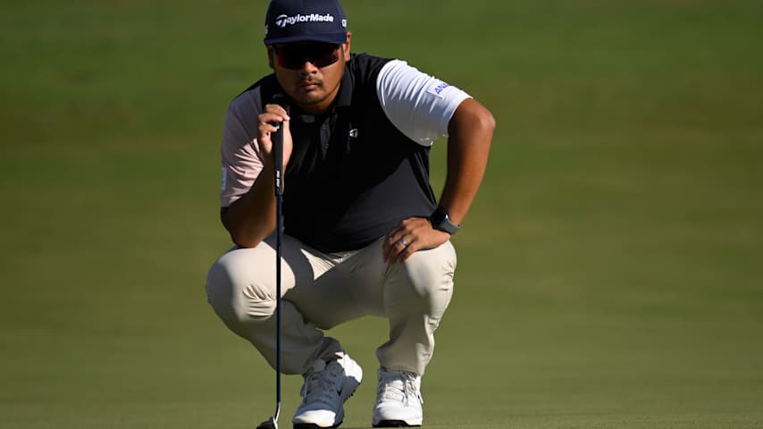 Ryo Hisatsune of Japan lines up a putt on the fourth green during the second round of the World Wide Technology Championship 2025 at El Cardonal at Diamante on November 07, 2025 in Cabo San Lucas, Mexico. (Orlando Ramirez/Getty Images)