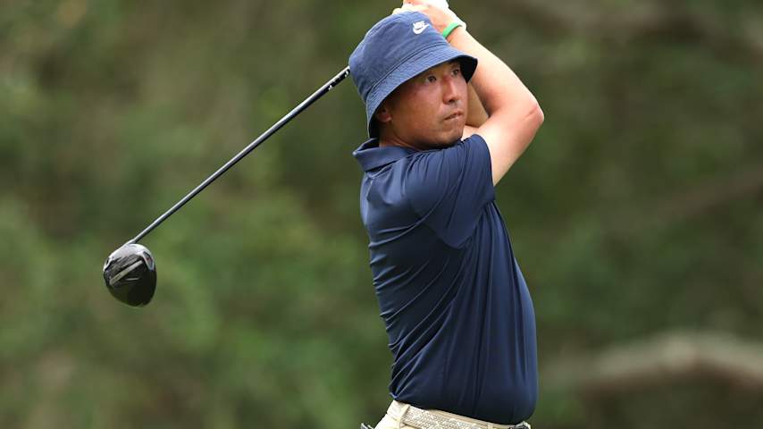 Doug Ghim of the United States plays his shot from the 11th tee during the first round of the ONEflight Myrtle Beach Classic 2025 at Dunes Golf & Beach Club on May 08, 2025 in Myrtle Beach, South Carolina. (Andy Lyons/Getty Images)