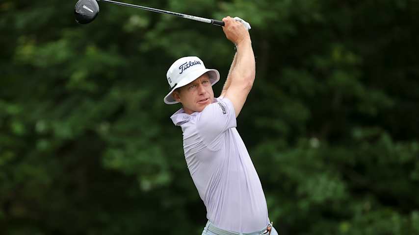 Peter Malnati of the United States plays his shot from the fifth tee on day one of the Zurich Classic of New Orleans on April 24, 2025 in Avondale, Louisiana. (Jonathan Bachman/Getty Images)