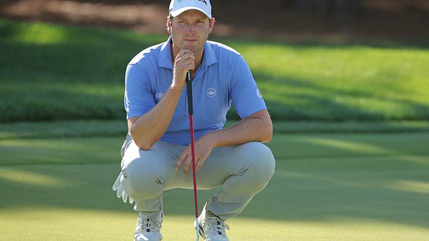 MYRTLE BEACH, SOUTH CAROLINA - MAY 09: Vince Whaley of the United States lines up a putt on the 16th green during the second round of the ONEflight Myrtle Beach Classic 2025 at Dunes Golf & Beach Club on May 09, 2025 in Myrtle Beach, South Carolina. (Photo by Jonathan Bachman/Getty Images)