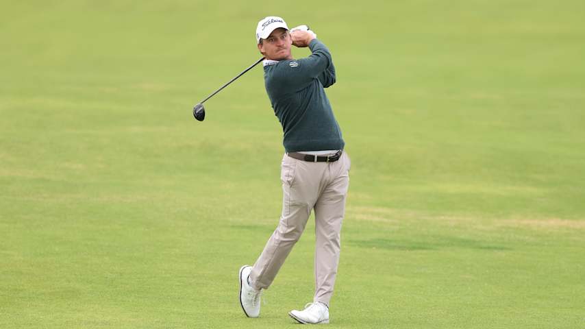 Bud Cauley of the United States plays his third shot on the second hole during day two of The 153rd Open Championship at Royal Portrush Golf Club on July 18, 2025 in Portrush, Northern Ireland. (Warren Little/Getty Images)