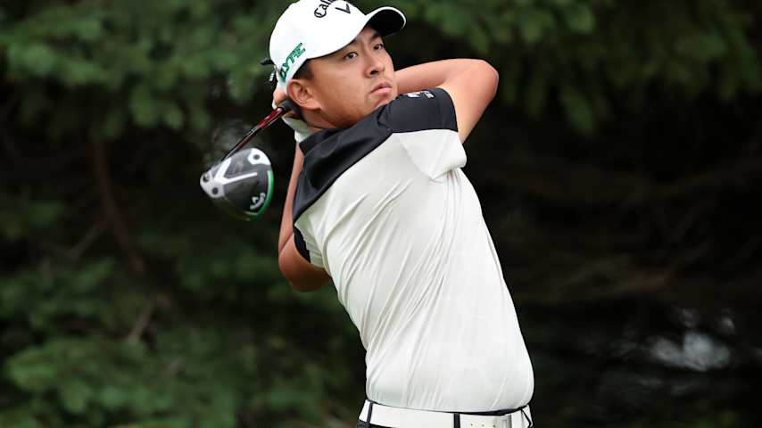 Kevin Yu of Chinese Taipei plays his shot from the second tee during the first round of the 3M Open 2025 at TPC Twin Cities on July 24, 2025 in Blaine, Minnesota. (Andrew Wevers/Getty Images)