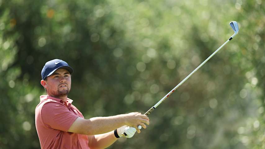 Alex Fitzpatrick of England tees off on the seventh hole on day two of the Italian Open 2025 at Argentario Golf & Wellness Resort on June 27, 2025 in Porto Ercole, Italy. (Luke Walker/Getty Images)