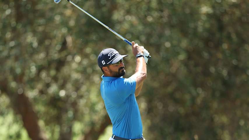 Francesco Laporta of Italy plays his second shot on the second hole on day four of the Italian Open 2025 at Argentario Golf & Wellness Resort on June 29, 2025 in Porto Ercole, Italy. (Luke Walker/Getty Images)