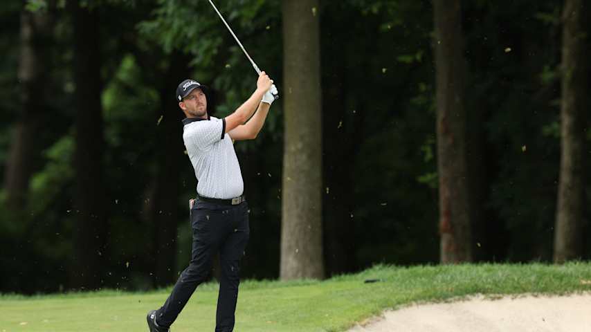Lee Hodges of the United States plays a shot on the sixth hole during the final round of the John Deere Classic 2025 at TPC Deere Run on July 06, 2025 in Silvis, Illinois. (Andy Lyons/Getty Images)