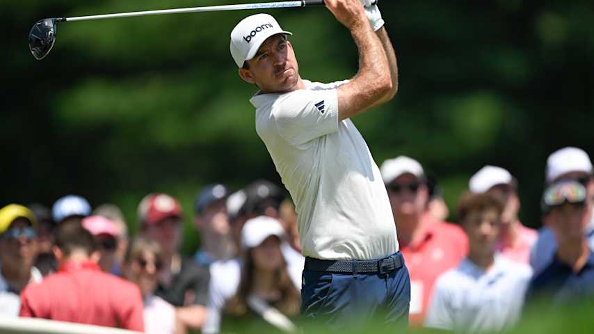 Nick Taylor of Canada plays a tee shot on the first hole during the final round of the Travelers Championship at TPC River Highlands on June 22, 2025 in Cromwell, Connecticut. (Ben Jared/PGA TOUR via Getty Images)