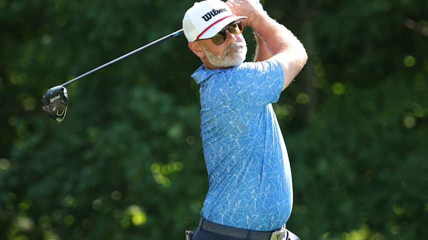 Paul Waring of England plays his shot from the second tee during the second round of the John Deere Classic 2025 at TPC Deere Run on July 04, 2025 in Silvis, Illinois. (David Berding/Getty Images)