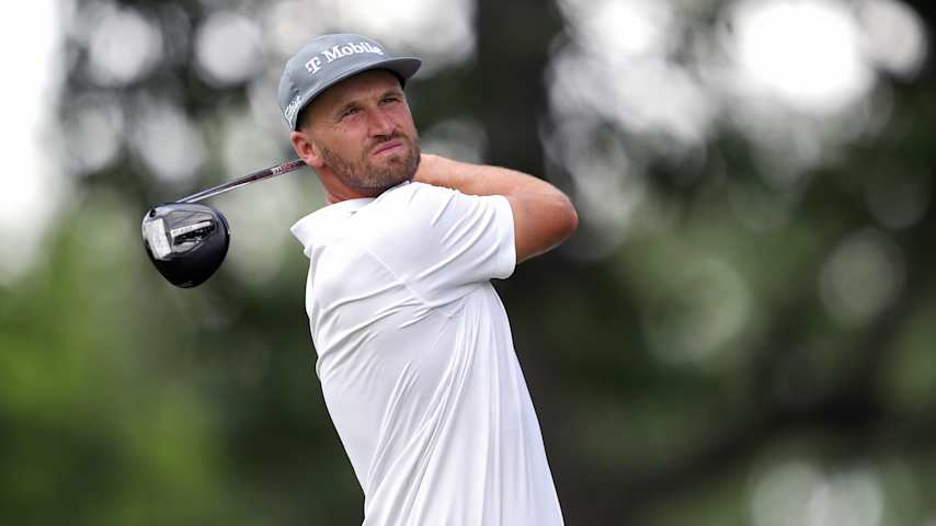 Wyndham Clark of the United States plays his shot from the 12th tee during the second round of the Rocket Classic 2025 at Detroit Golf Club on June 27, 2025 in Detroit, Michigan. (Raj Mehta/Getty Images)