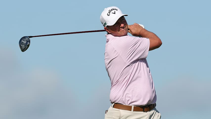 Brian Stuard of the United States plays his shot from the first tee during the first round of the Corales Puntacana Championship 2025 at Puntacana Resort & Club, Corales Golf Course on April 17, 2025 in Punta Cana, Dominican Republic. (Andy Lyons/Getty Images)