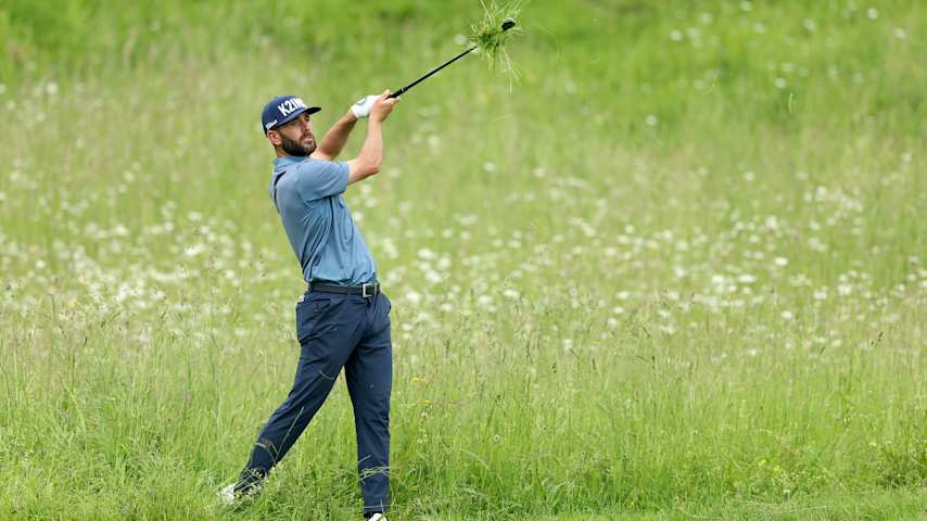 Callum Tarren of England looks on following his second shot on the sixth hole on day four of the Austrian Alpine Open presented by SalzburgerLand 2025 at Golfclub Gut Altentann on June 01, 2025 in Henndorf am Wallersee, Austria. (Luke Walker/Getty Images)
